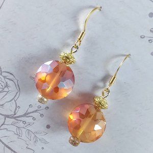 Orange Star Gold Earrings